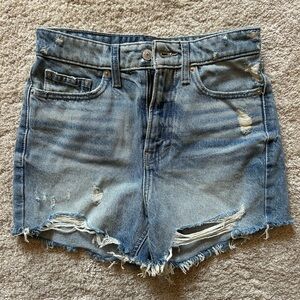 Lucky Brand Blue Distressed Jean Shorts high rise cut off size 25